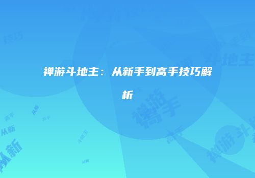 禅游斗地主：从新手到高手技巧解析