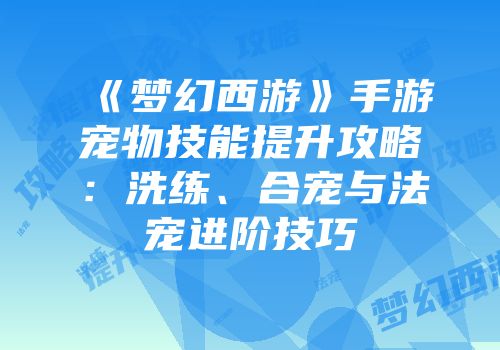 《梦幻西游》手游宠物技能提升攻略：洗练、合宠与法宠进阶技巧
