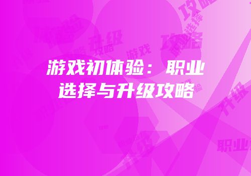 游戏初体验：职业选择与升级攻略