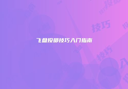 飞盘投掷技巧入门指南