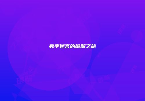 数字迷宫的破解之旅