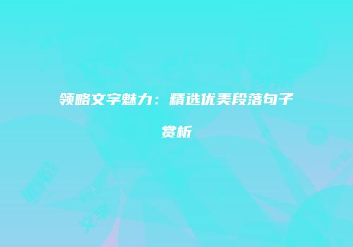 领略文字魅力：精选优美段落句子赏析