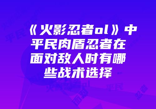 《火影忍者ol》中平民肉盾忍者在面对敌人时有哪些战术选择