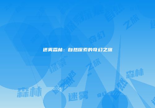 迷雾森林：自然探索的奇幻之旅