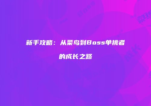 新手攻略：从菜鸟到Boss单挑者的成长之路