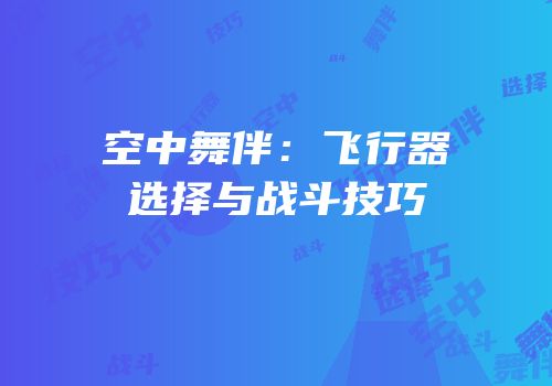 空中舞伴：飞行器选择与战斗技巧