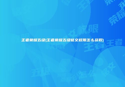 王者荣耀五级(王者荣耀五级铭文权限怎么获取)