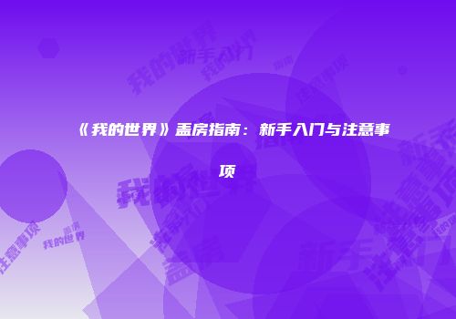 《我的世界》盖房指南：新手入门与注意事项
