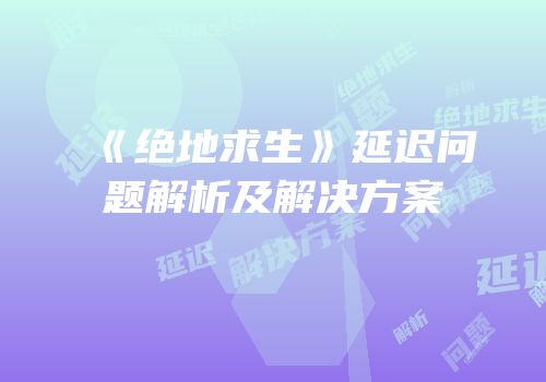 《绝地求生》延迟问题解析及解决方案