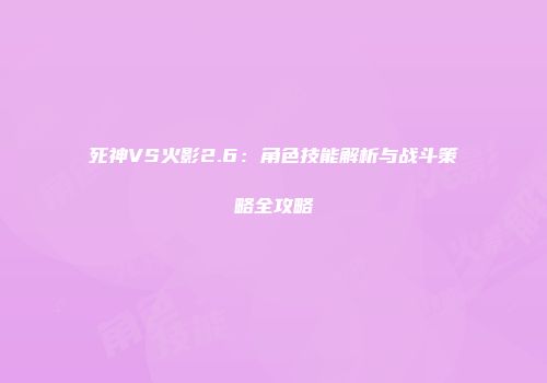 死神VS火影2.6：角色技能解析与战斗策略全攻略