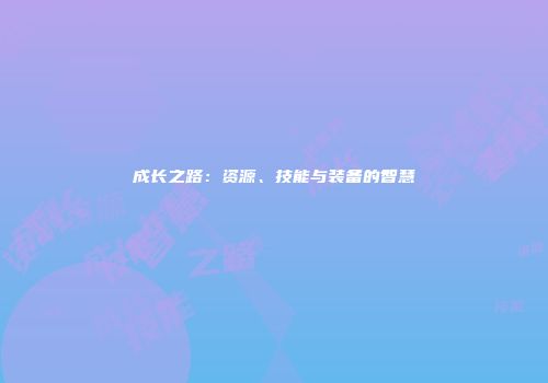 成长之路：资源、技能与装备的智慧