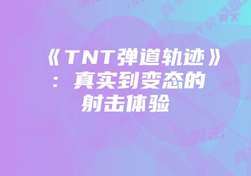 《TNT弹道轨迹》：真实到变态的射击体验