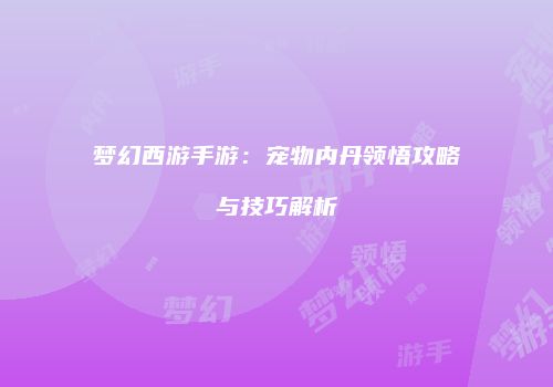 梦幻西游手游：宠物内丹领悟攻略与技巧解析