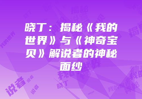 晓丁：揭秘《我的世界》与《神奇宝贝》解说者的神秘面纱