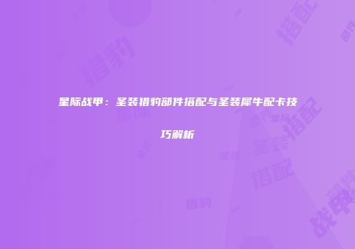 星际战甲：圣装猎豹部件搭配与圣装犀牛配卡技巧解析