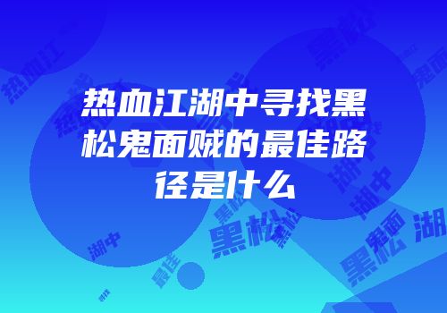 热血江湖中寻找黑松鬼面贼的最佳路径是什么