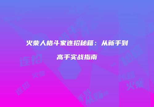 火柴人格斗家连招秘籍：从新手到高手实战指南