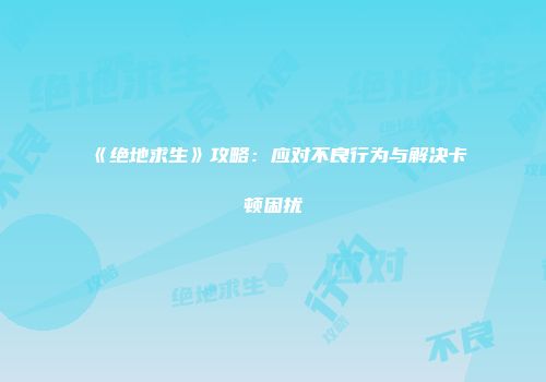《绝地求生》攻略：应对不良行为与解决卡顿困扰