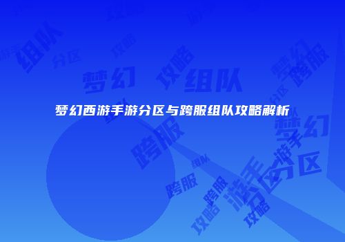 梦幻西游手游分区与跨服组队攻略解析