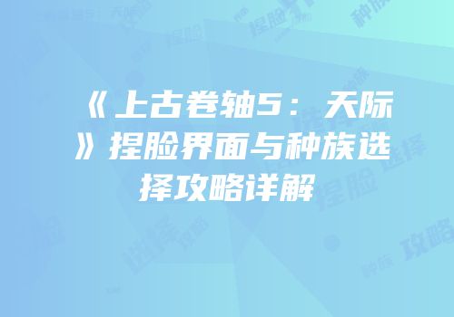 《上古卷轴5：天际》捏脸界面与种族选择攻略详解
