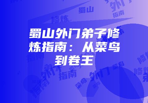蜀山外门弟子修炼指南：从菜鸟到卷王