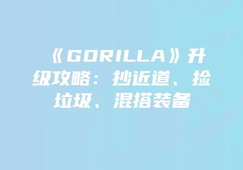 《GORILLA》升级攻略：抄近道、捡垃圾、混搭装备