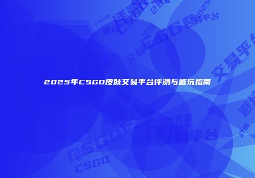 2025年CSGO皮肤交易平台评测与避坑指南