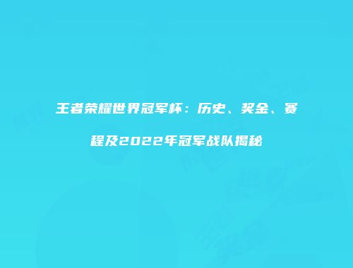 王者荣耀世界冠军杯：历史、奖金、赛程及2022年冠军战队揭秘