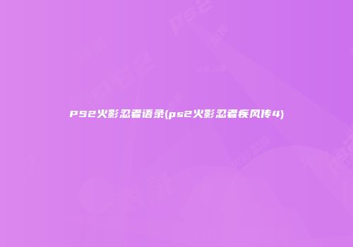 PS2火影忍者语录(ps2火影忍者疾风传4)
