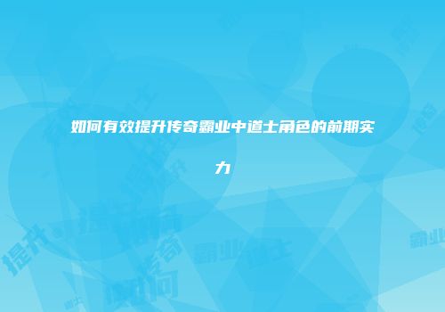 如何有效提升传奇霸业中道士角色的前期实力