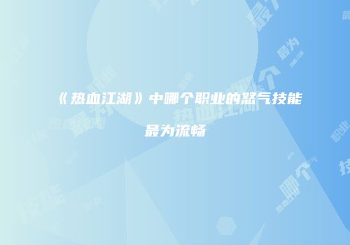 《热血江湖》中哪个职业的怒气技能最为流畅