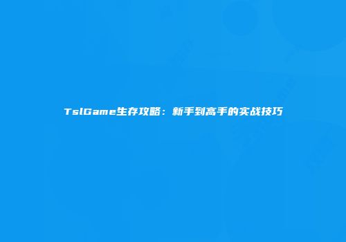 TslGame生存攻略：新手到高手的实战技巧