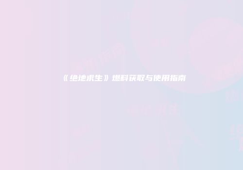 《绝地求生》燃料获取与使用指南