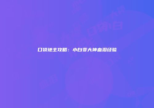 口袋地主攻略：小白变大神血泪经验