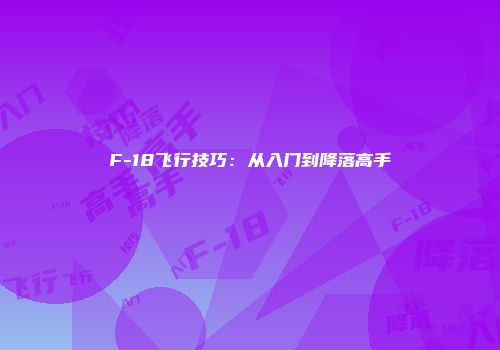F-18飞行技巧：从入门到降落高手