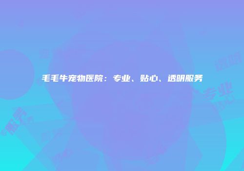 毛毛牛宠物医院：专业、贴心、透明服务