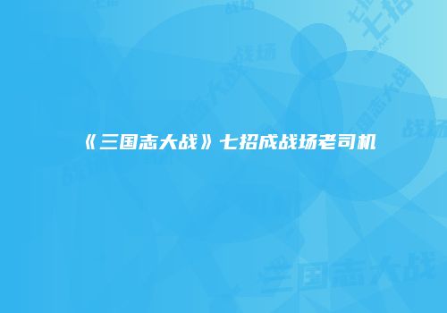 《三国志大战》七招成战场老司机