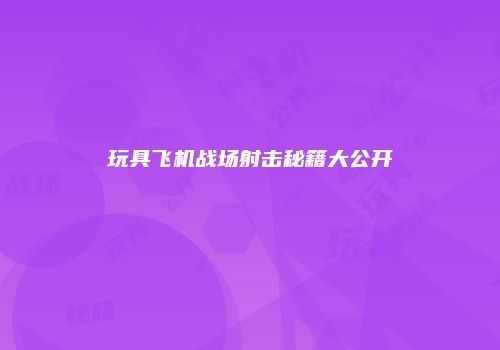 玩具飞机战场射击秘籍大公开