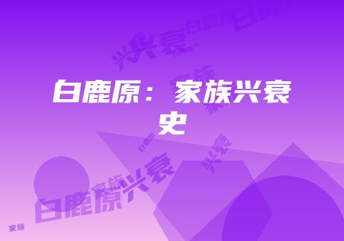 白鹿原：家族兴衰史