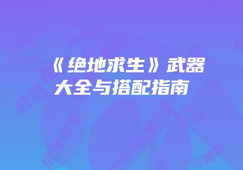 《绝地求生》武器大全与搭配指南