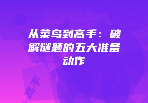 从菜鸟到高手：破解谜题的五大准备动作