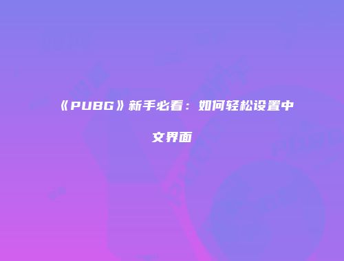 《PUBG》新手必看：如何轻松设置中文界面