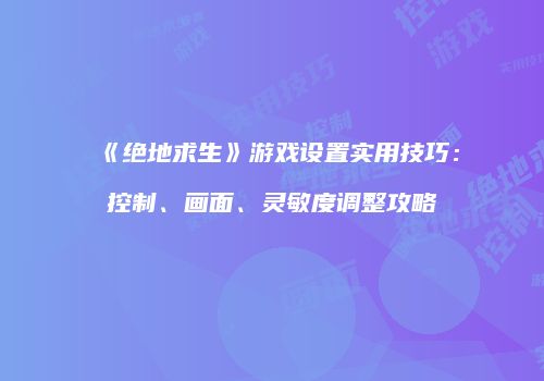《绝地求生》游戏设置实用技巧：控制、画面、灵敏度调整攻略
