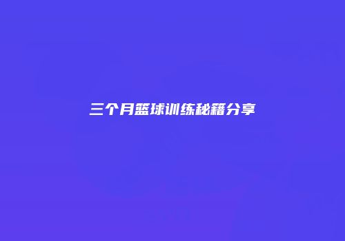 三个月篮球训练秘籍分享