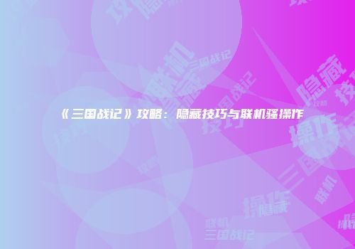 《三国战记》攻略：隐藏技巧与联机骚操作