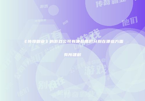 《传奇霸业》的游戏公司有哪些他们分别在哪些方面有所建树