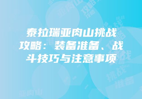 泰拉瑞亚肉山挑战攻略：装备准备、战斗技巧与注意事项