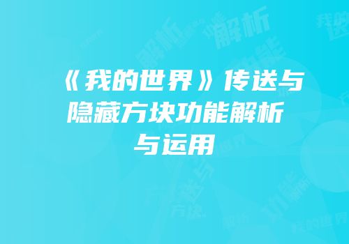 《我的世界》传送与隐藏方块功能解析与运用