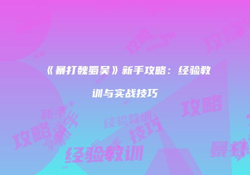 《暴打魏蜀吴》新手攻略：经验教训与实战技巧