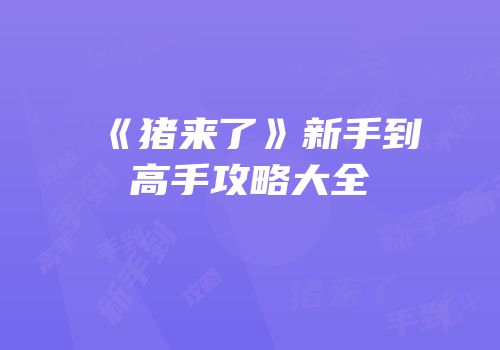 《猪来了》新手到高手攻略大全